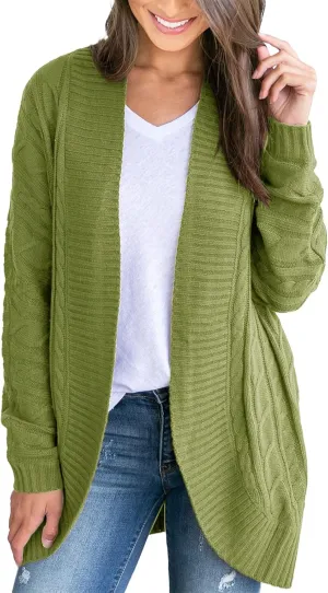 Saodimallsu Womens Loose Open Front Cardigan Long Sleeve Casual Lightweight Soft Knit Sweaters Coat with Pockets