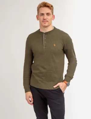SOLID LONG SLEEVE THERMAL HENLEY