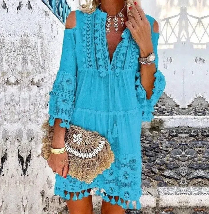 TastyHottie - Beach Mini Dress 3/4 Sleeve Short Dress