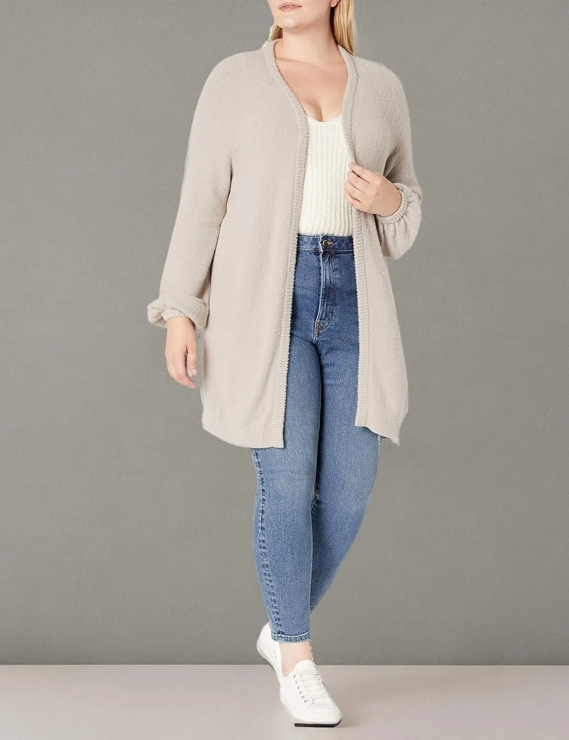 The Drop Women's Mirabelle Long Bell-Sleeve Open-Front Cozy Cardigan