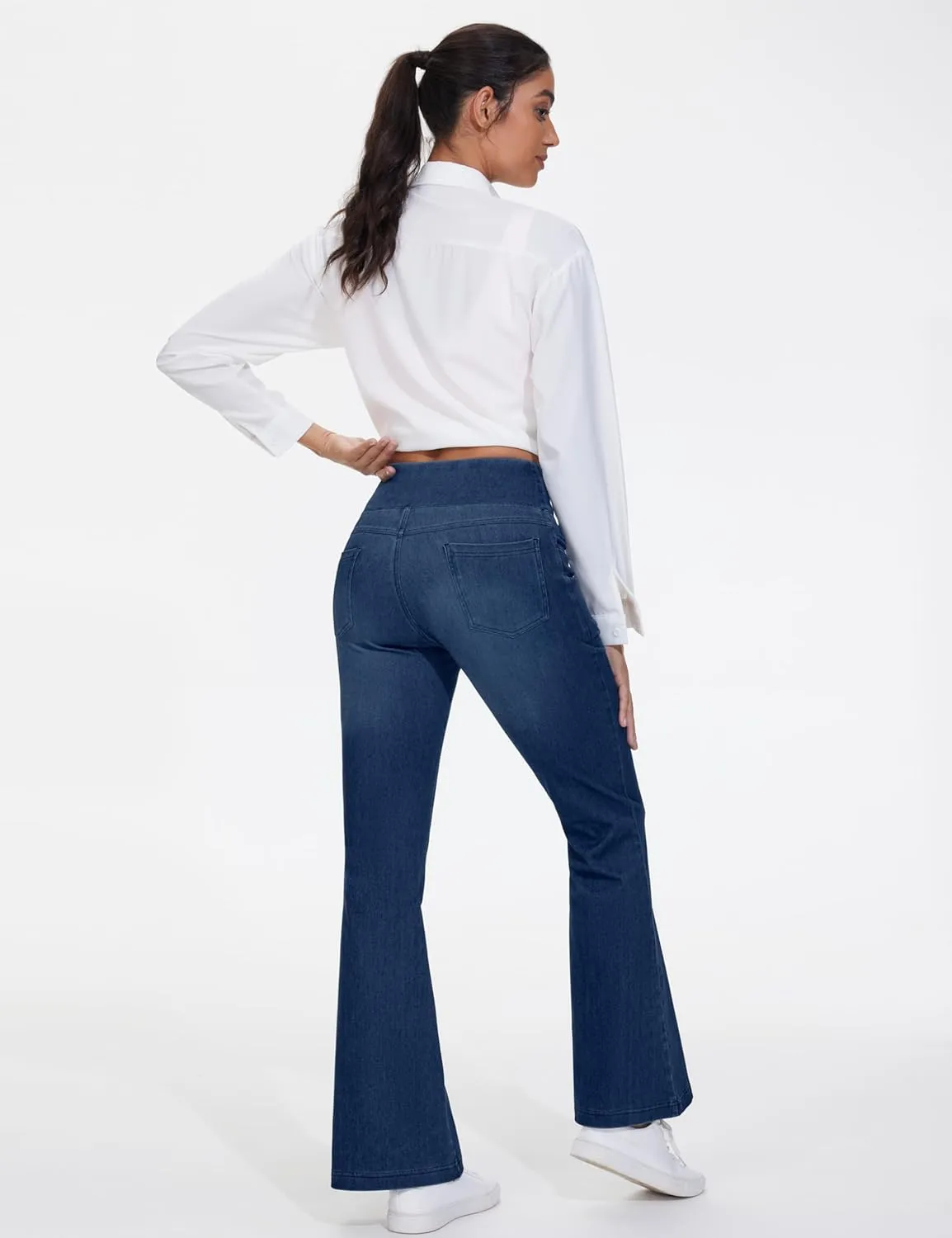 THE GYM PEOPLE Women's Tummy Control Bell Bottom Jeans High Waisted Wide Leg Flare Pants Jeggings with Pockets