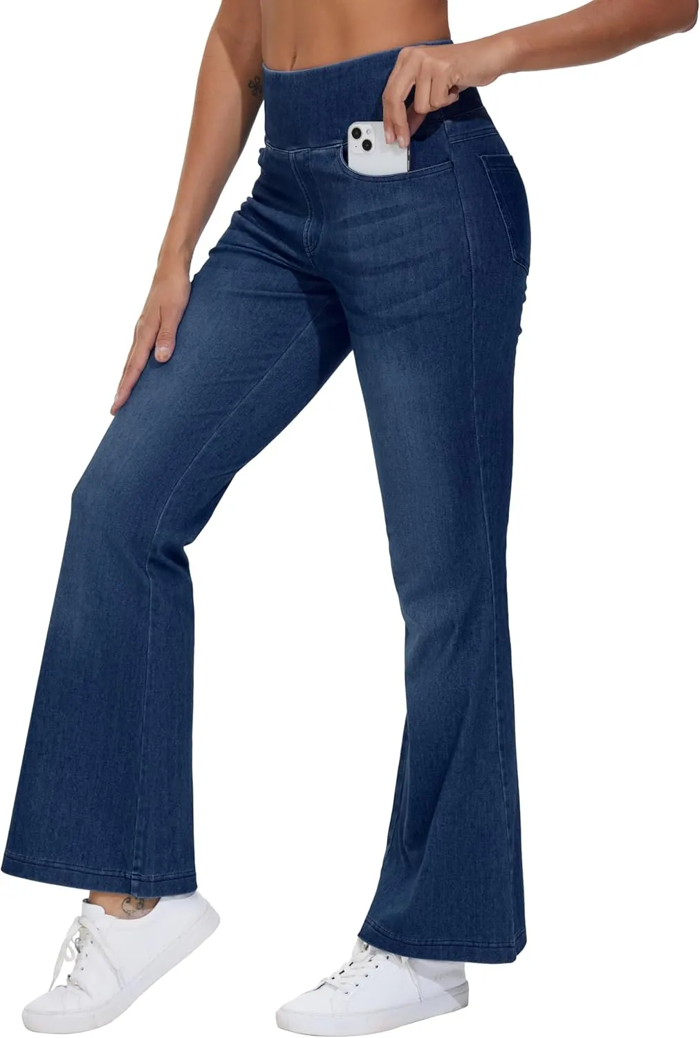 THE GYM PEOPLE Women's Tummy Control Bell Bottom Jeans High Waisted Wide Leg Flare Pants Jeggings with Pockets