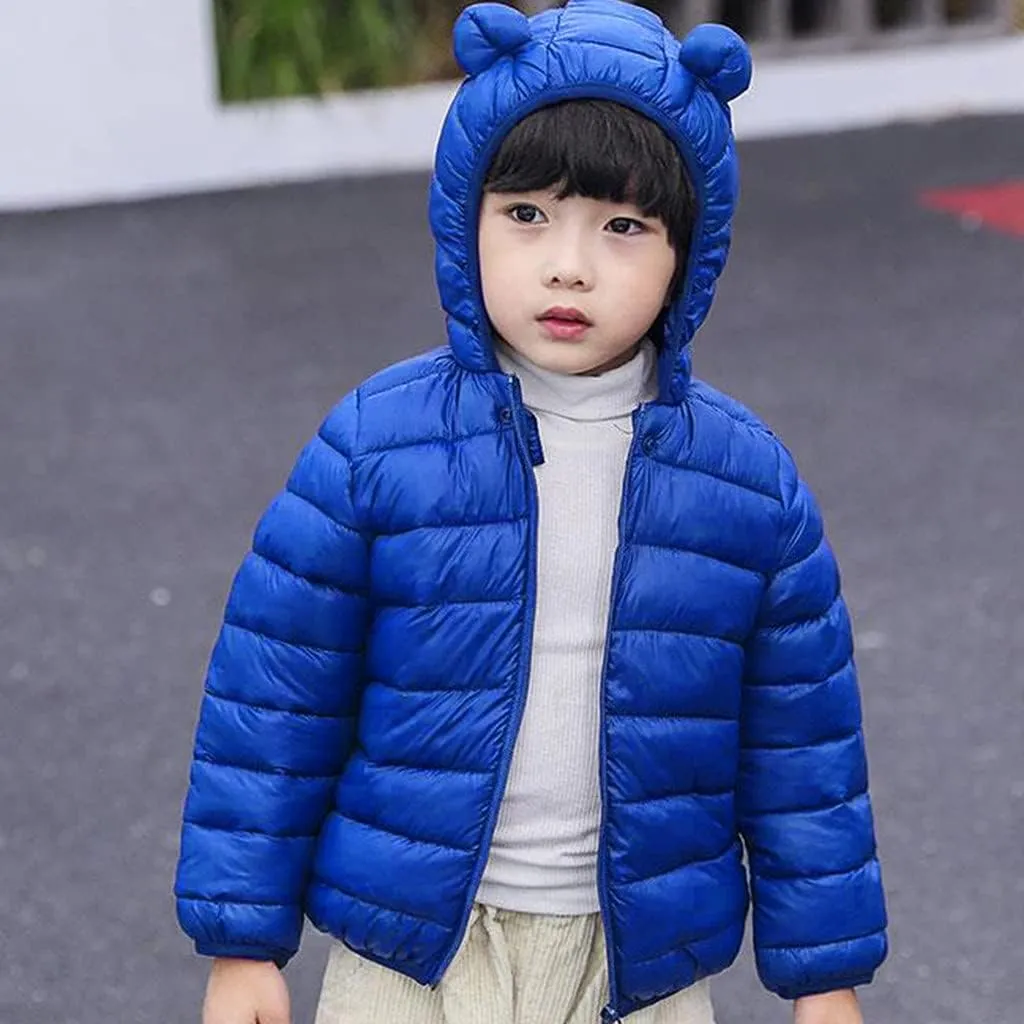 Toddler Kids Baby Boy Girl Winter Hooded 3D Ear Winter Coats Ears Hoods Padded Puffer Jacket Parka