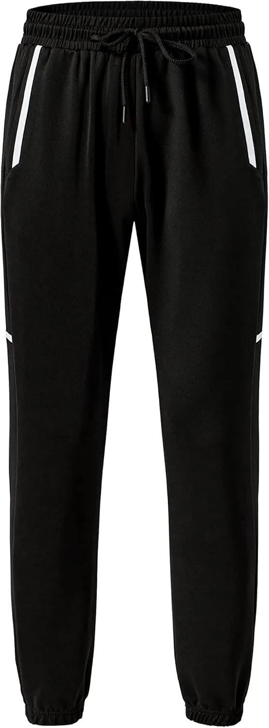 URBEX Mens Sweatpants with Zipper Pockets, Elastic Bottom Joggers Pants for Gym Running Workout Training