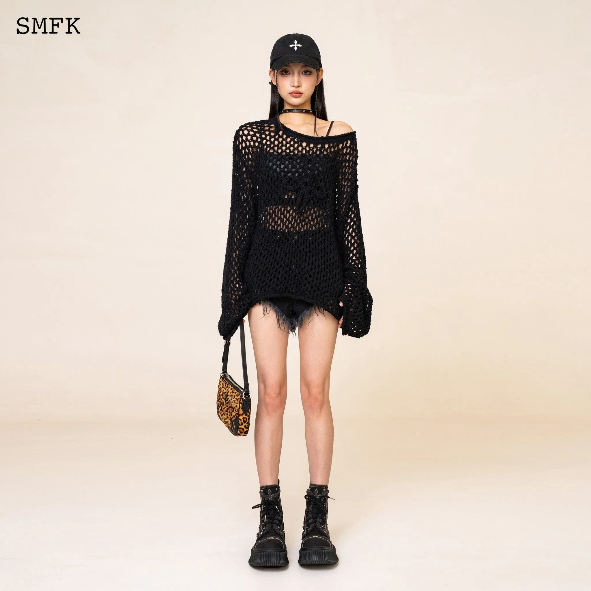 WildWorld Black Spider Web Hoodie Smock