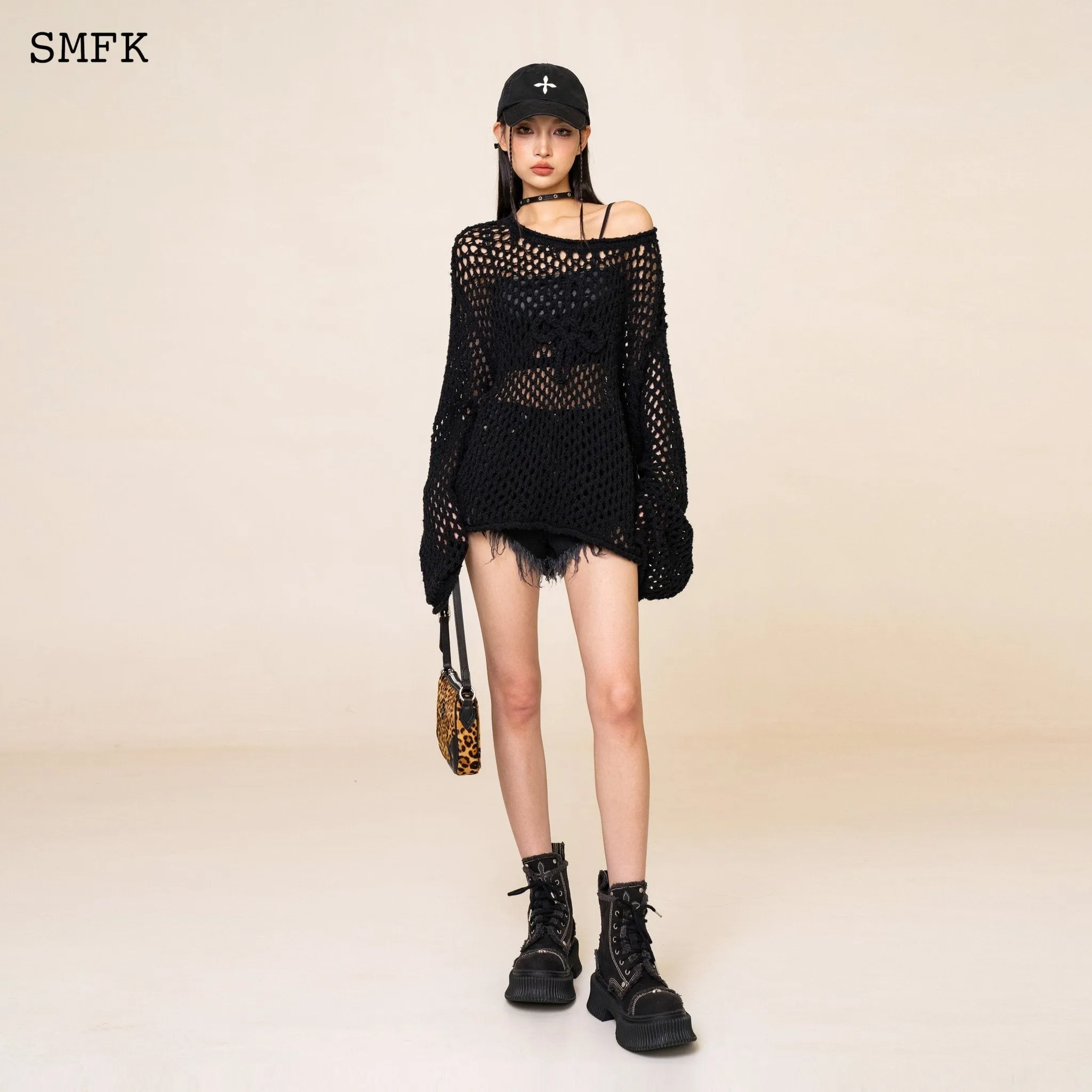 WildWorld Black Spider Web Hoodie Smock