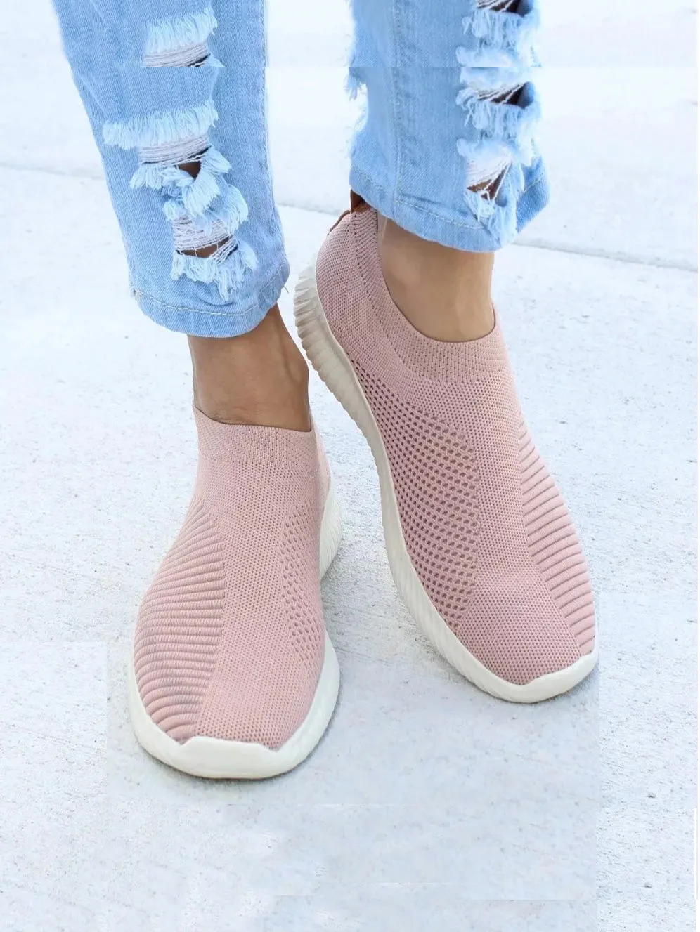 Women Air Mesh Super Comfortable Shoes Fashion Slip On Sock Shoes