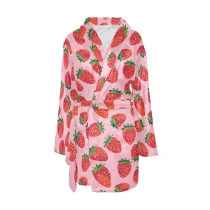Women's Strawberry Print Fuzzy Fleece Robe