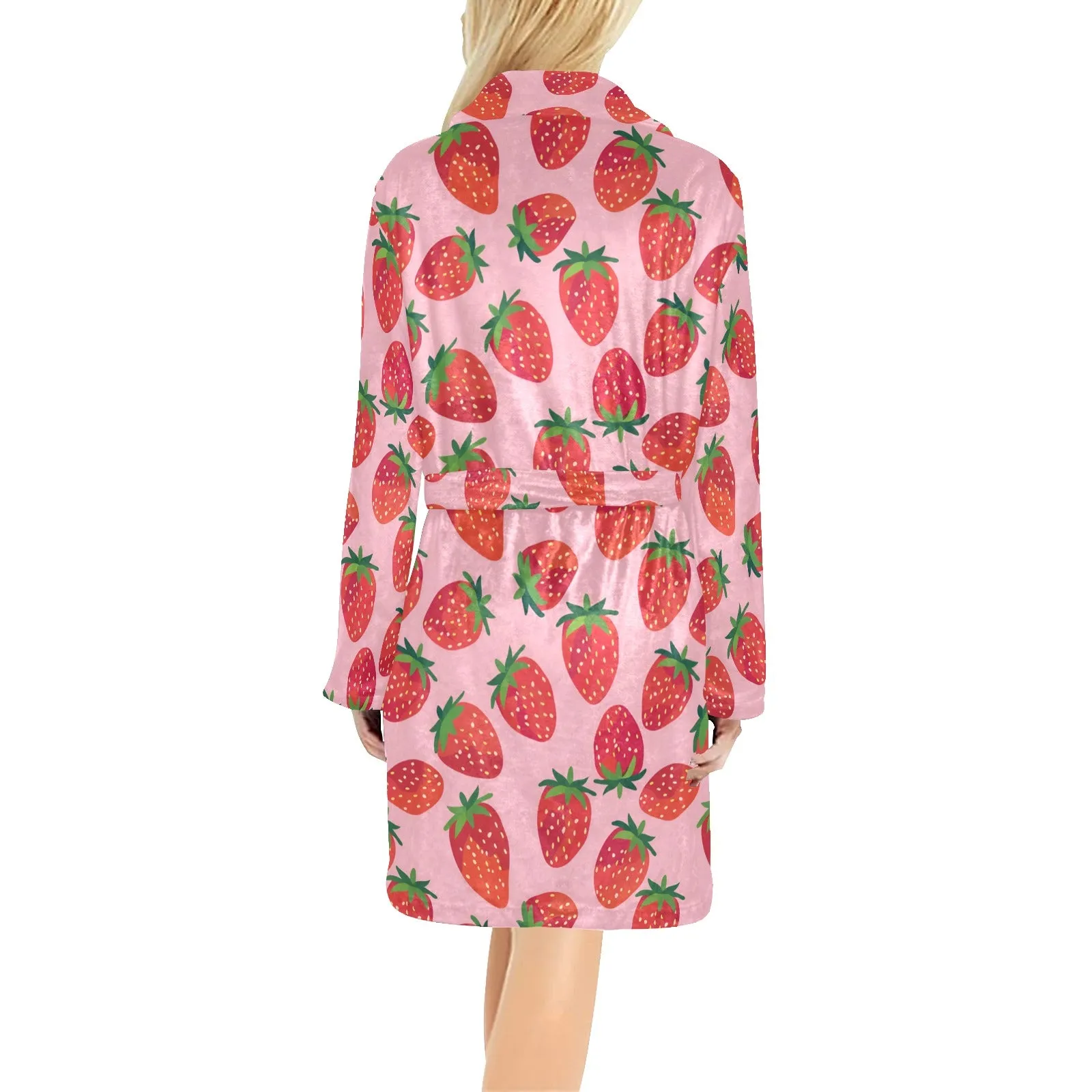 Women's Strawberry Print Fuzzy Fleece Robe