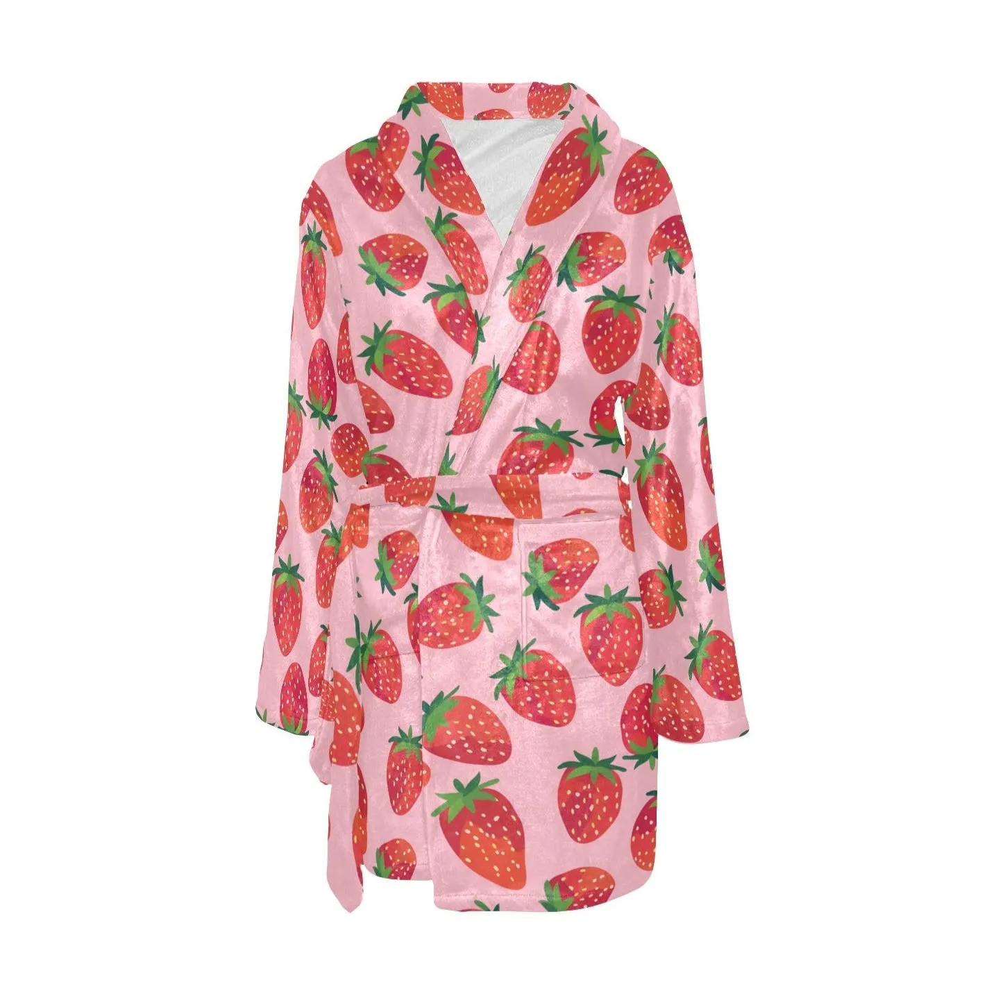 Women's Strawberry Print Fuzzy Fleece Robe