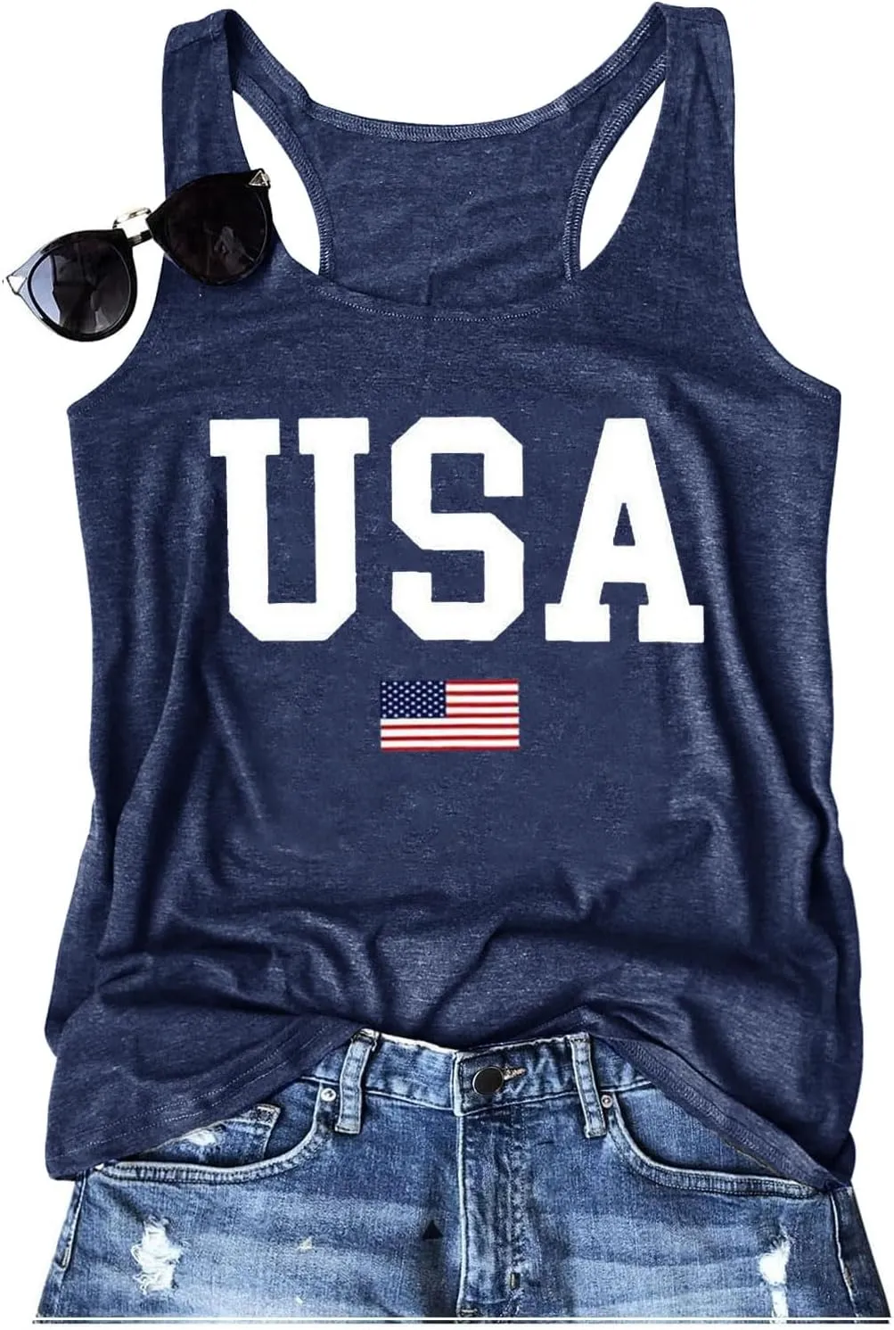 Womens Vintage Graphic Racerback Tank Tops Summer Beach Vacation Tank Cami Casual Loose Workout Yoga Tanks Vest