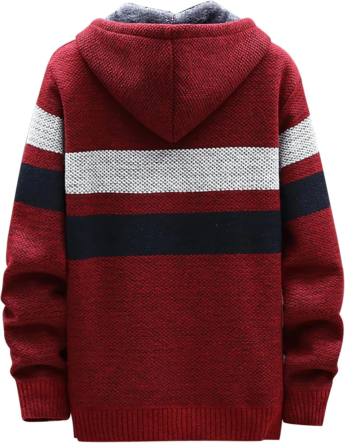 Ymosrh Flannel Jackets for Men Men's Fall and Winter Casual Sweater Jacket Warm Knit Sweater Hooded Hoodie Jackets
