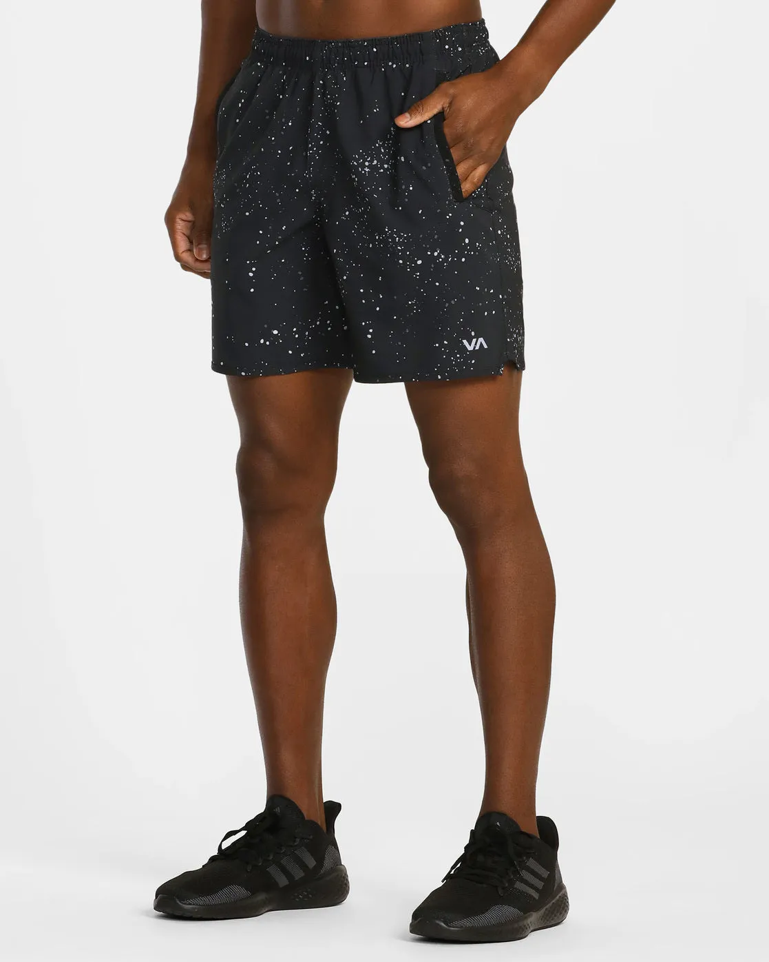 Yogger Stretch 17" Athletic Shorts - Black Splatter