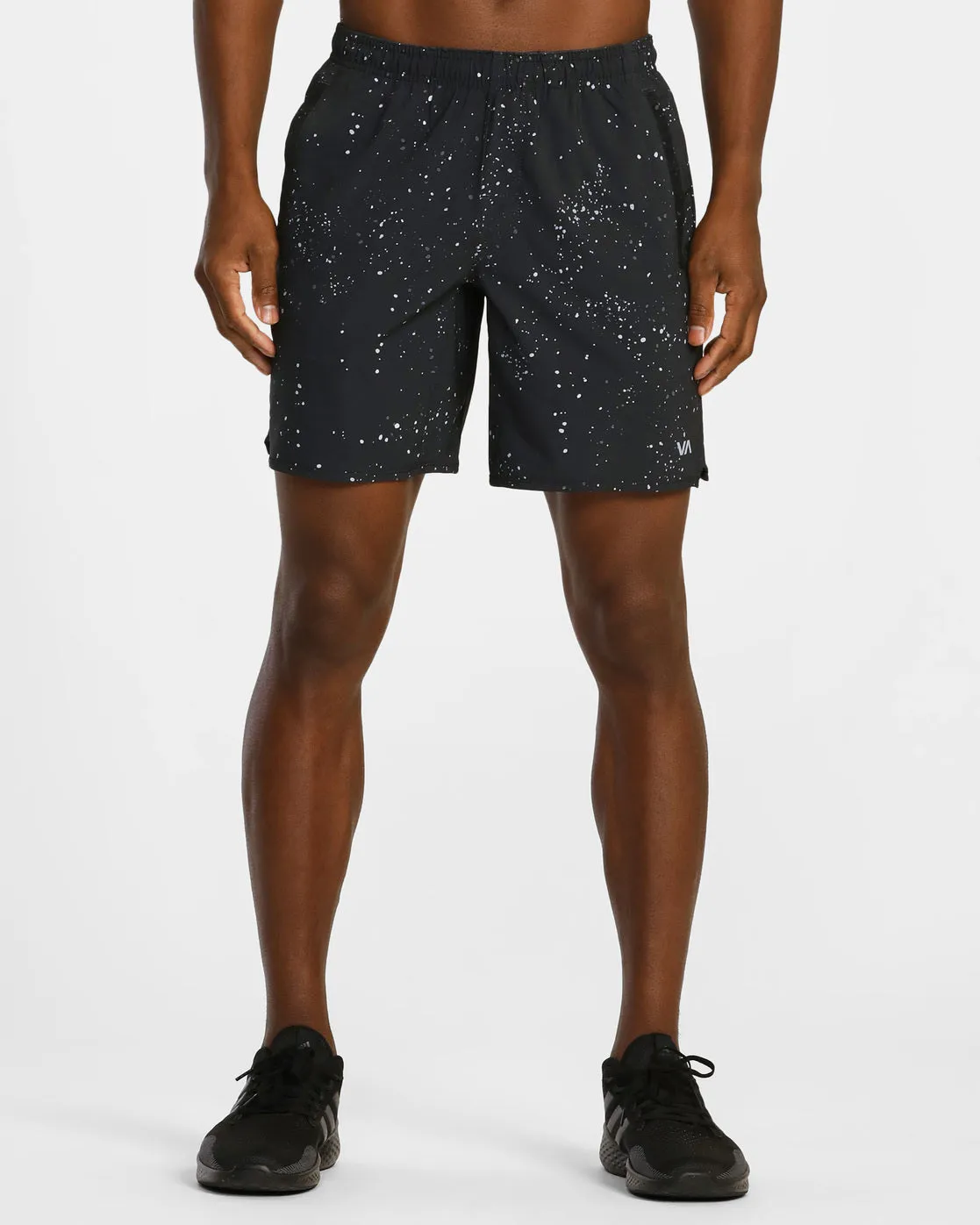 Yogger Stretch 17" Athletic Shorts - Black Splatter