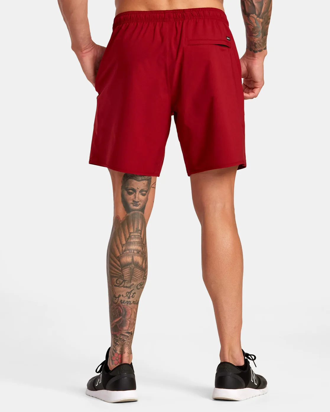 Yogger Stretch Elastic Waist Shorts 17" - Cardinal