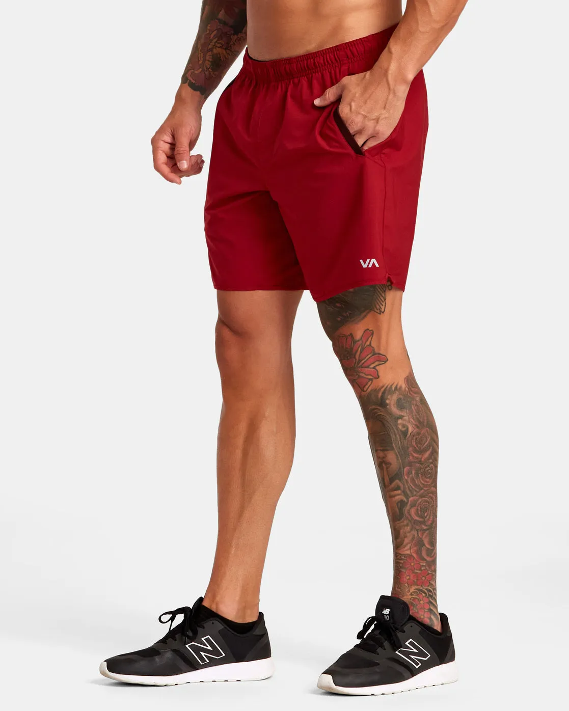 Yogger Stretch Elastic Waist Shorts 17" - Cardinal