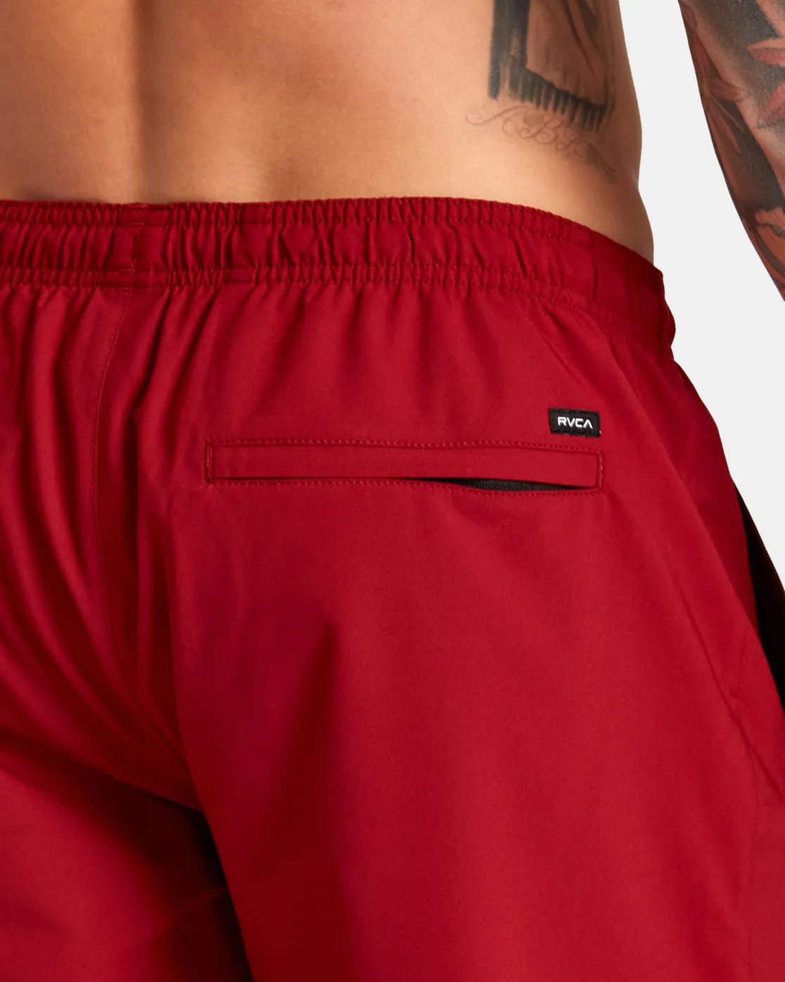 Yogger Stretch Elastic Waist Shorts 17" - Cardinal