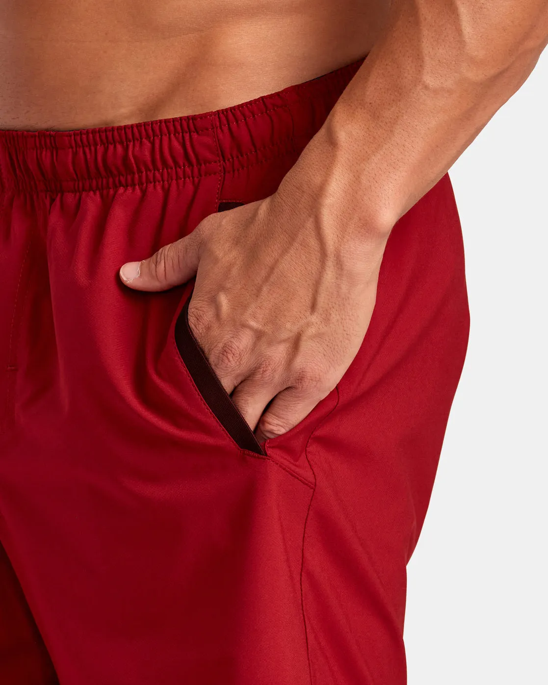 Yogger Stretch Elastic Waist Shorts 17" - Cardinal