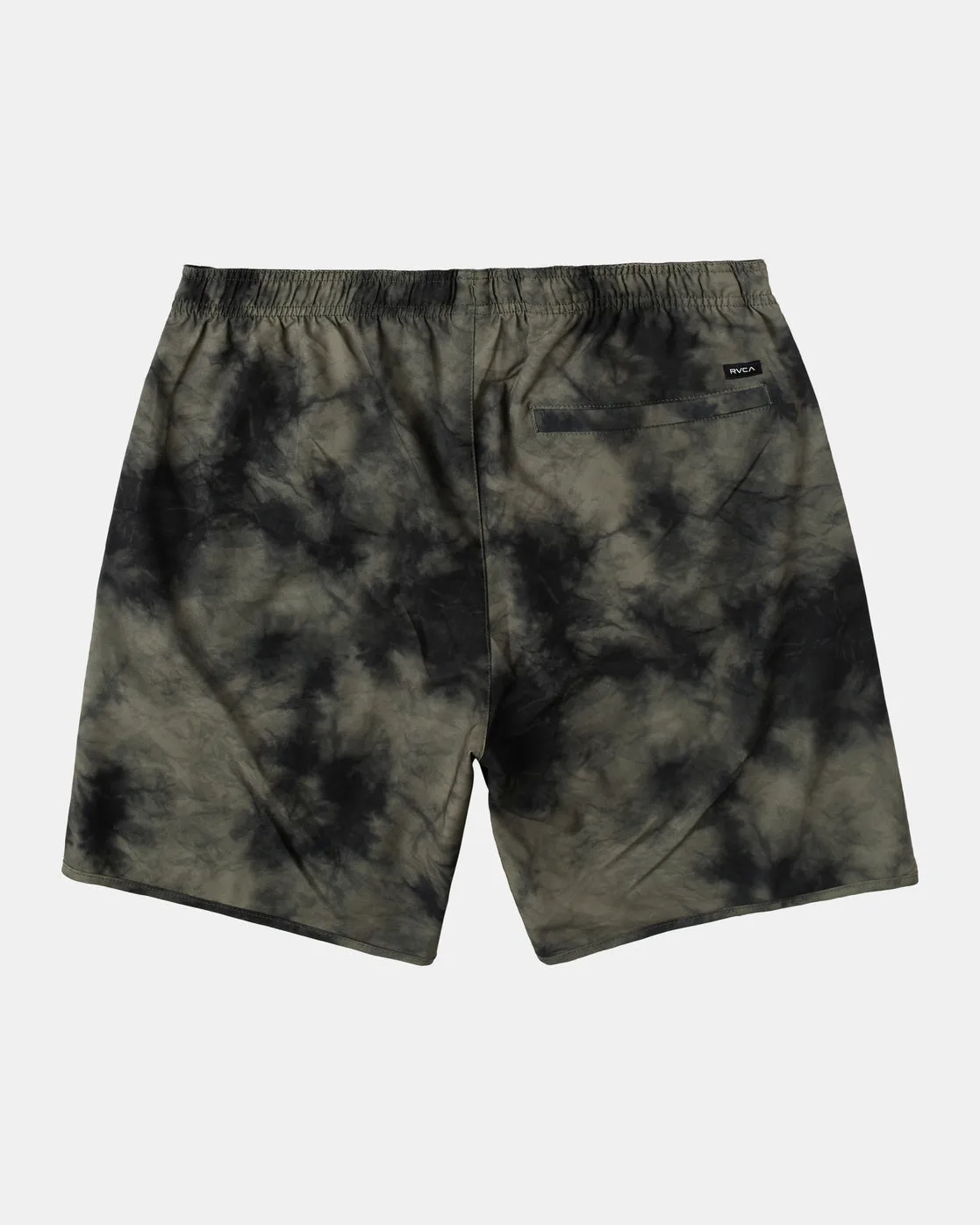 Yogger Stretch Elastic Waist Shorts 17" - Olive Tie Dye